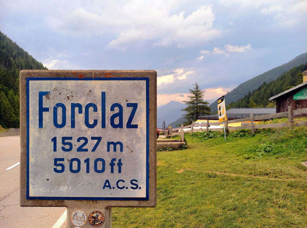 Col de la Forclaz mountain pass sign (1527m) in Valais, Switzerland