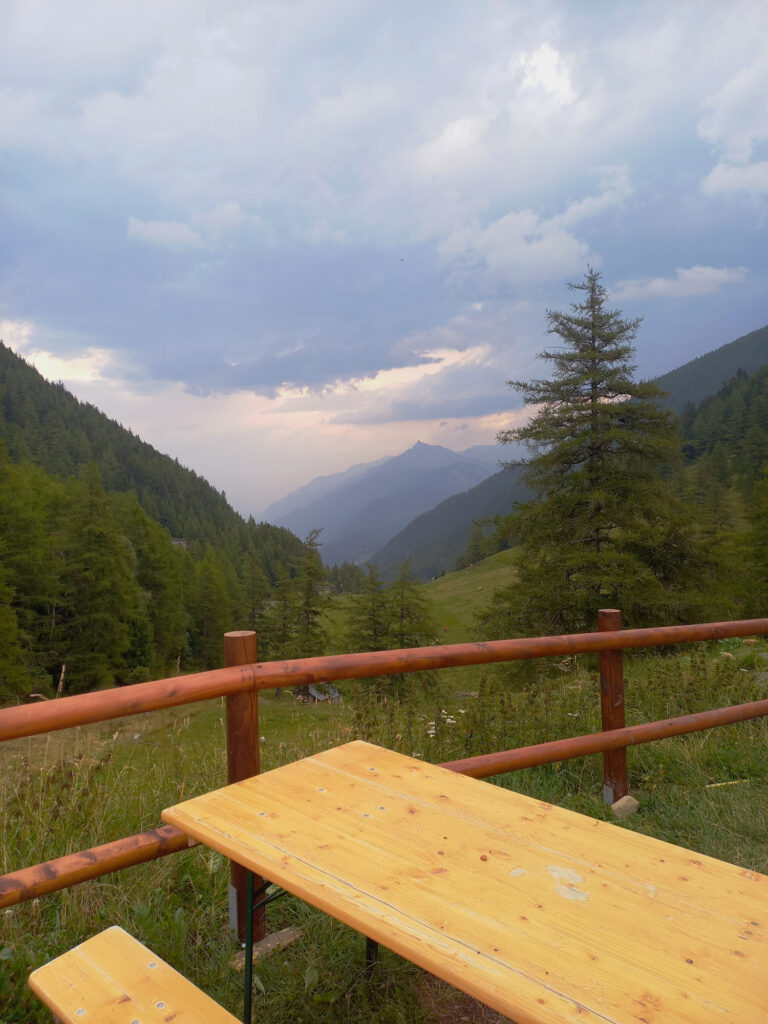 Storm clouds over the valley near Martigny seen from Col de la Forclaz in Switzerland