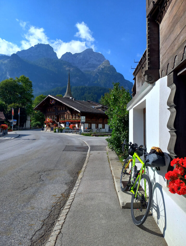 bicycle in Gsteig village Bernese Alps Switzerland