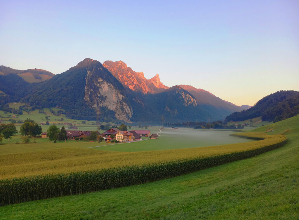 Sunrise in the Bernese Alps Switzerland