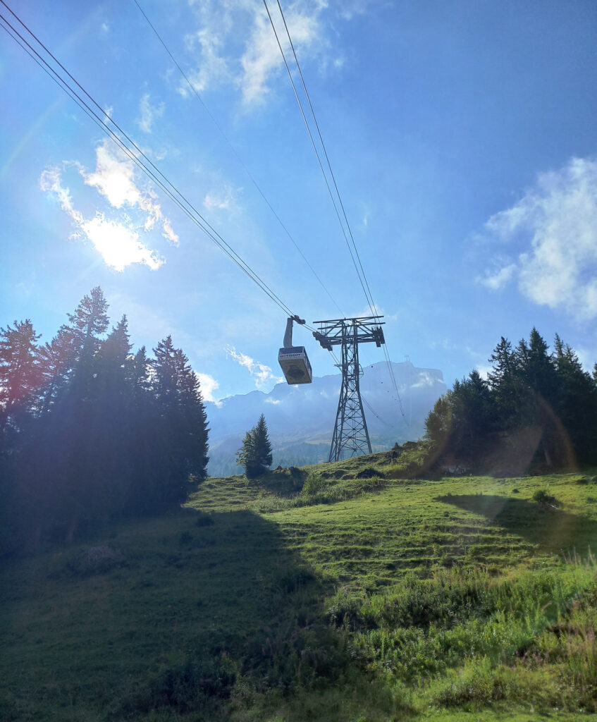 Glacier 3000 cable car above Col du Pillon Bernese Alps Switzerland