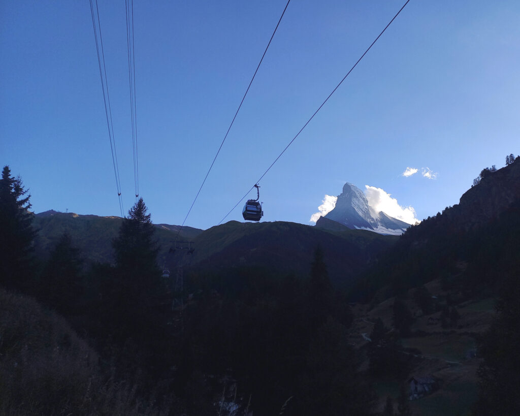Matternhorn with clouds forming wings above Zermatt Switzerland