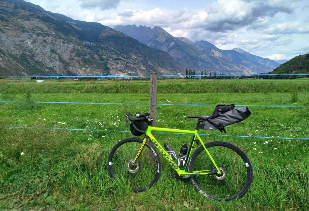 bicycle in Rhône Valley Valais Switzerland Alps Landscape