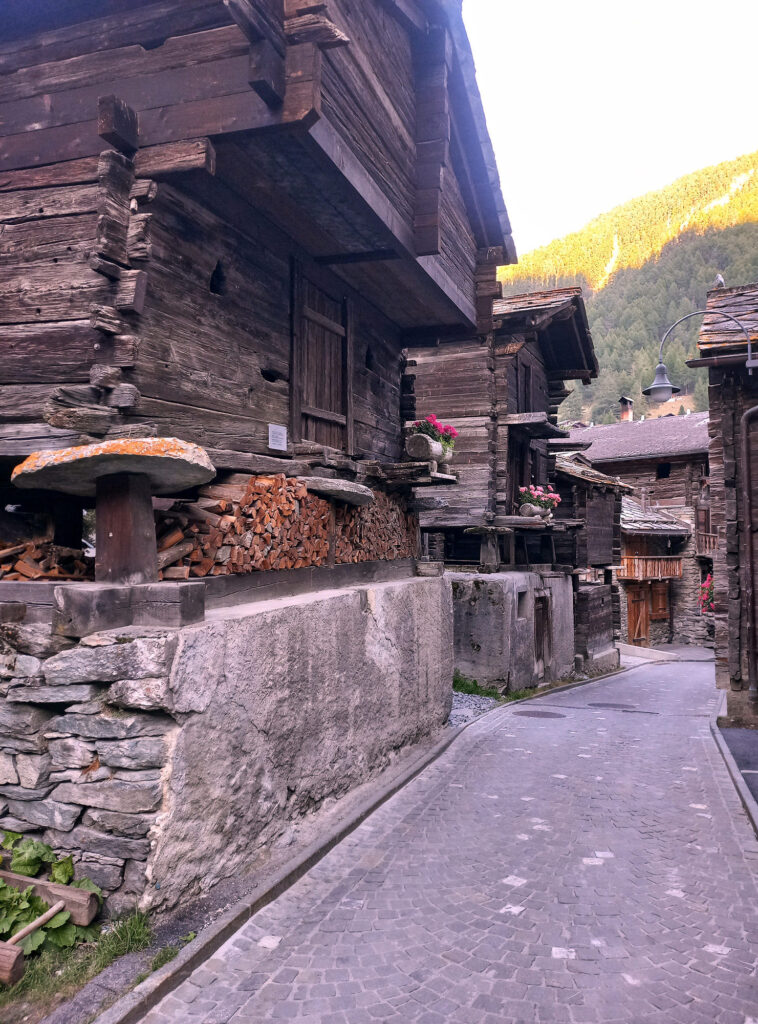 traditional wooden chalets in Zermatt village