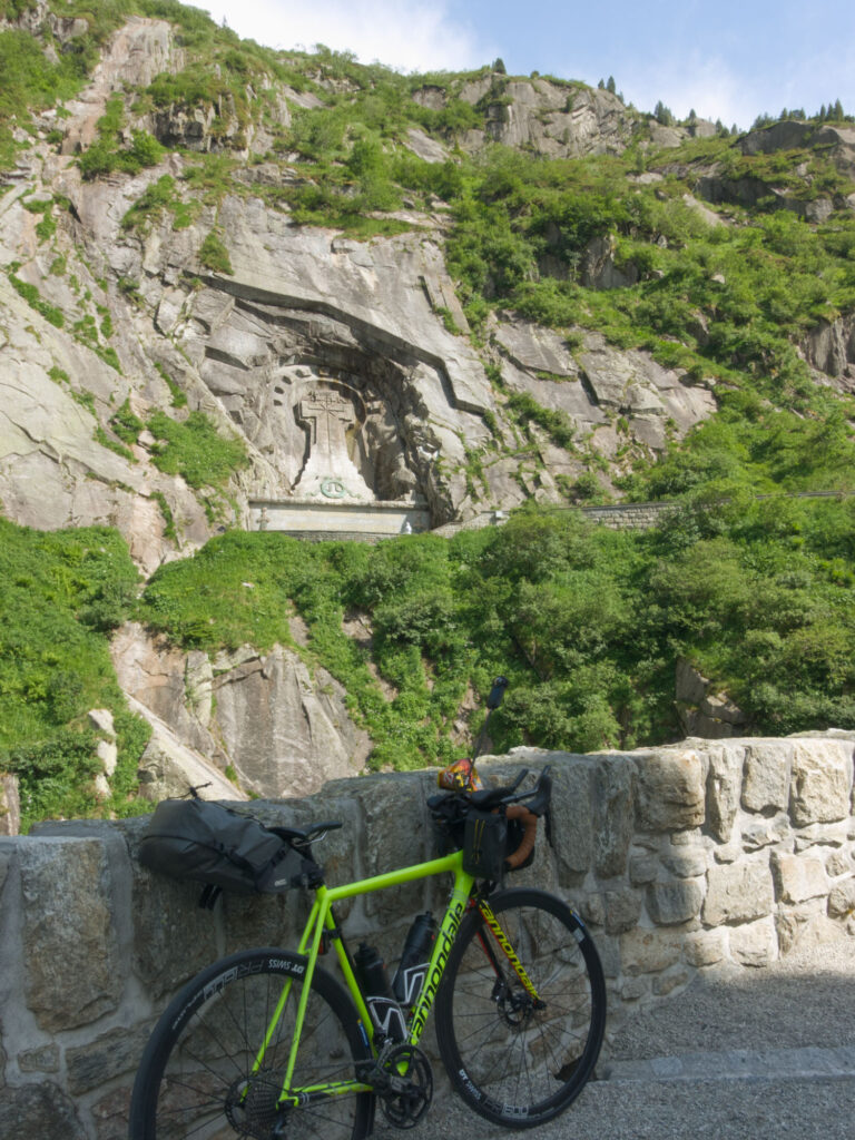 Suvorov Monument carved into the rock in Schöllenen Gorge.